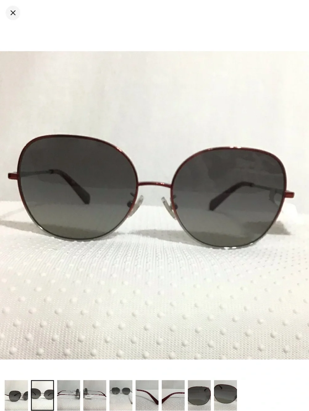 Women’s Red Metal Frame Sunglasses with Gray Lenses